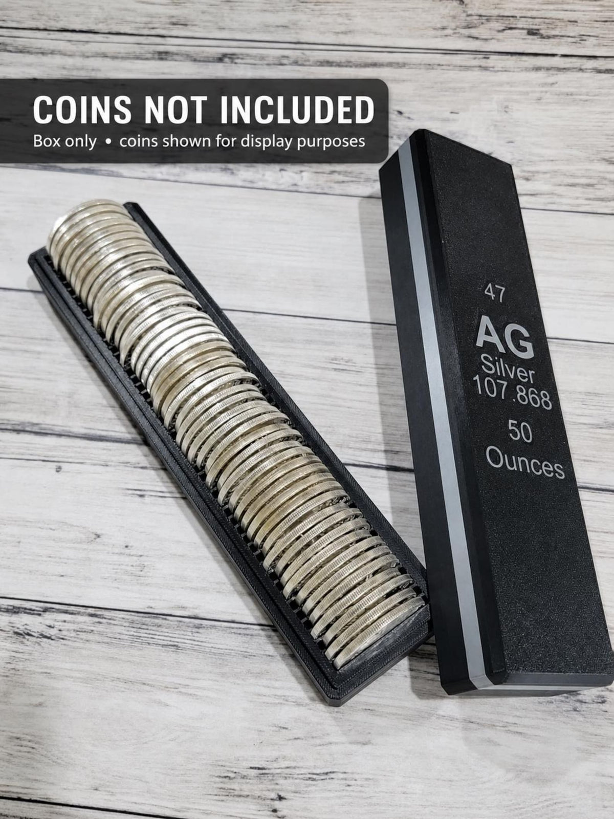 50-Round Storage Box with Lid for 1 oz Silver Bullion